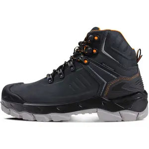 Men's Composite Toe Waterproof Work Footwear - Genuine Leather Premium Nubuck, Puncture Proof, Oil & Slip Resistant Rubber Outsole, EH Rated, Breathable Lining, Closed Toe Safety Shoes for Worker, Casual Use