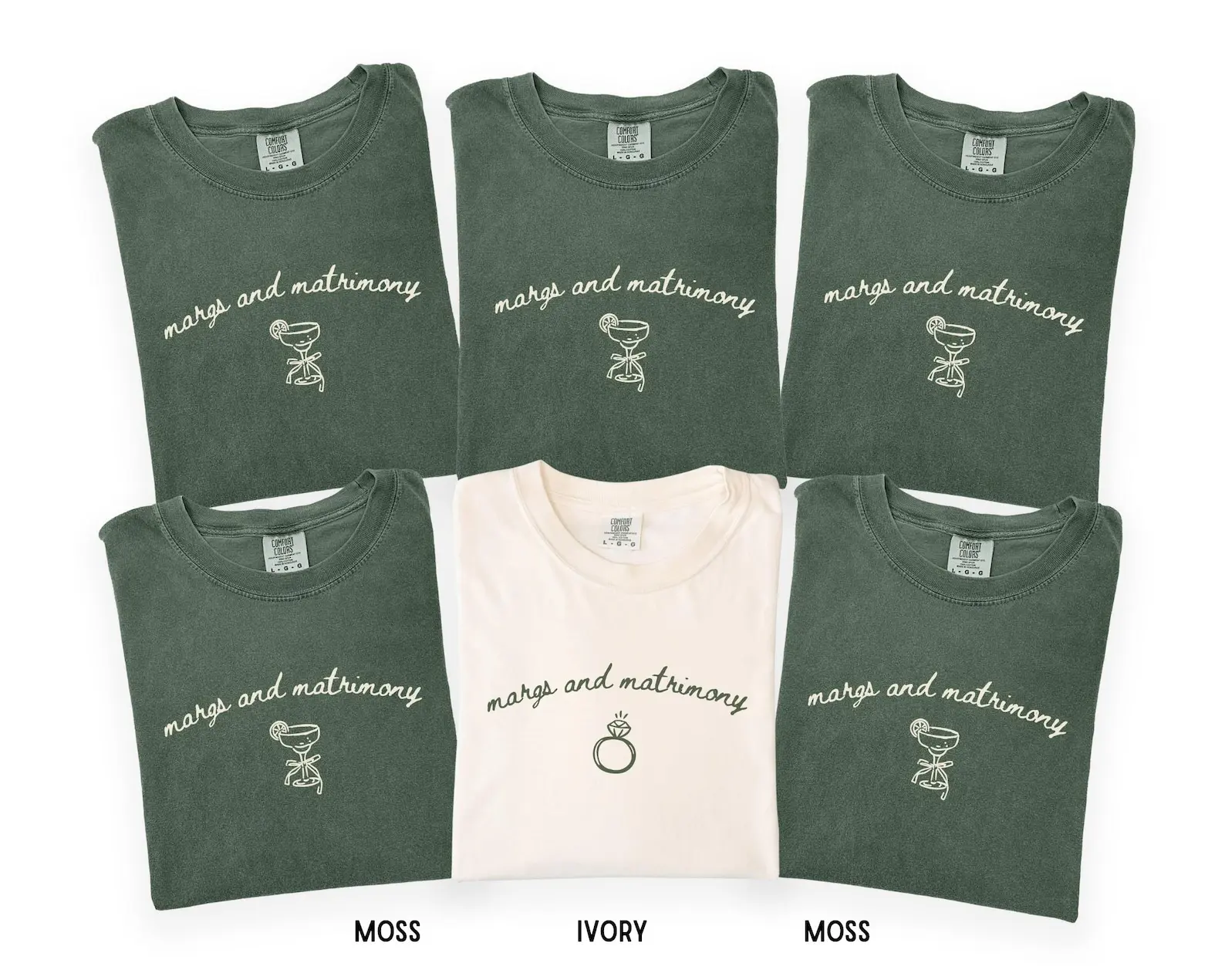 Custom Margs And Matrimony Bachelorette Comfort Colors T-Shirt, Matching Wedding Shirt, Custom Bridesmaid, Wedding Party Bachelorette Shirt, Trendy Bride Shirt, Full Size, Full Color