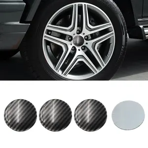 4PCS 65mm 2.55" Carbon Blank Design Aluminum Metal Wheel Center Cap Circular Decal Wheels Hub Cap Sticker for Car Truck SUV