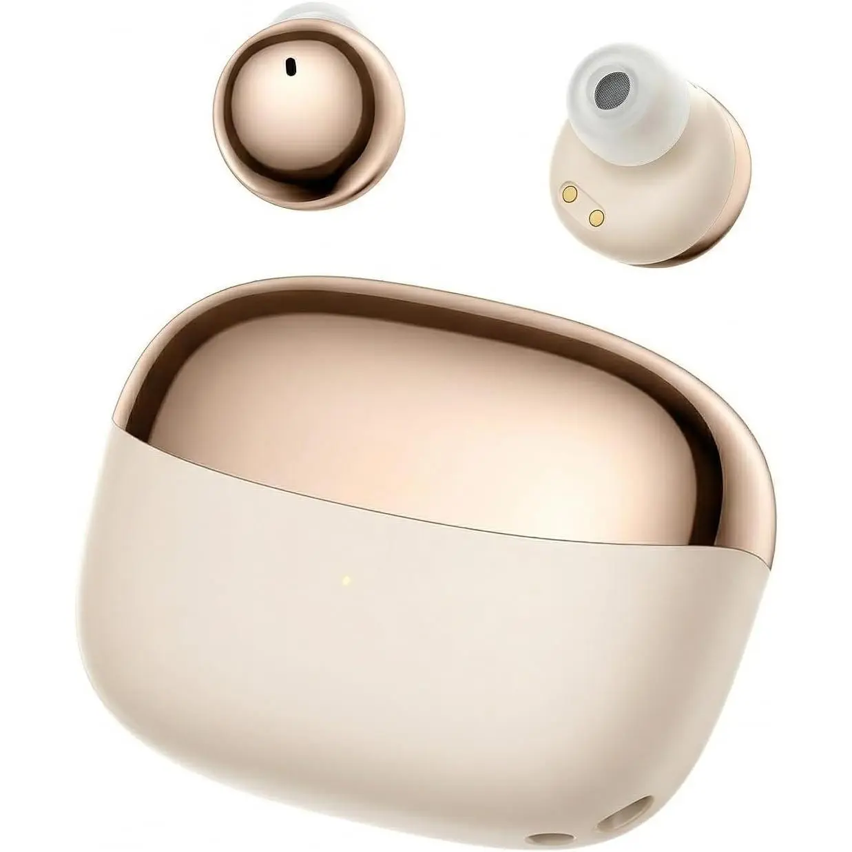 H-34 Aesthetic Upgraded In-Ear Wireless Bluetooth 6.0 Earbuds - 2-in-1 Ultra-Mini, Dual Mode (Day & Night), 8–9 Hours Charging Support, Built-in Mics, HiFi Stereo, Noise Cancellation, IPX5 Water Resistant, Gold, Concert-Ready