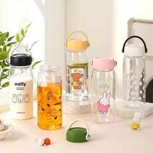 Kawaii Miffy Minimalist Grab-and-Go Heat-Resistant Portable Water Bottle with Carry Handle Shatterproof Cartoon Juice Cup Travel