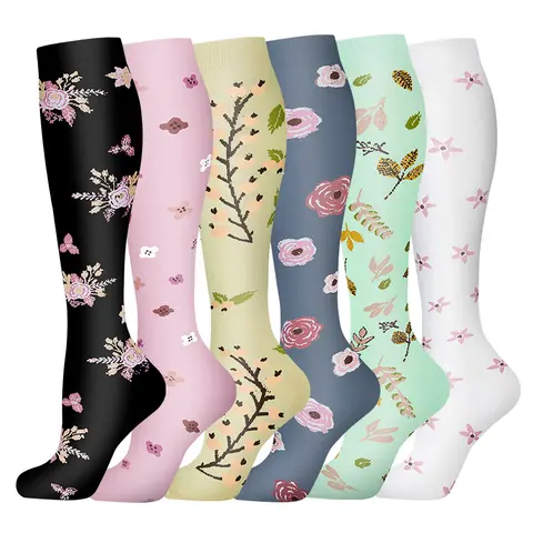 MhzyCaus Women's Compression Sports Stockings (6 Pairs) - 168-Needle Precision Weaving Polyester, Quick-Dry, Anti-Slip, Sweat-Wicking, Odor-Resist Fabric, Elastic Bands Mid-Calf Socks for Adults' Training, Daily Commuting, Accelerates Recovery,sohochic