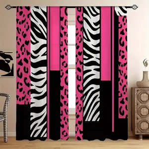 Zebra Print Leopard Pattern Filter Light Curtains, Vibrant Fun Design, Easy to Hang, Perfect for Living Room Bedroom Party Decor, Window Curtain, Window Decorations Supplies