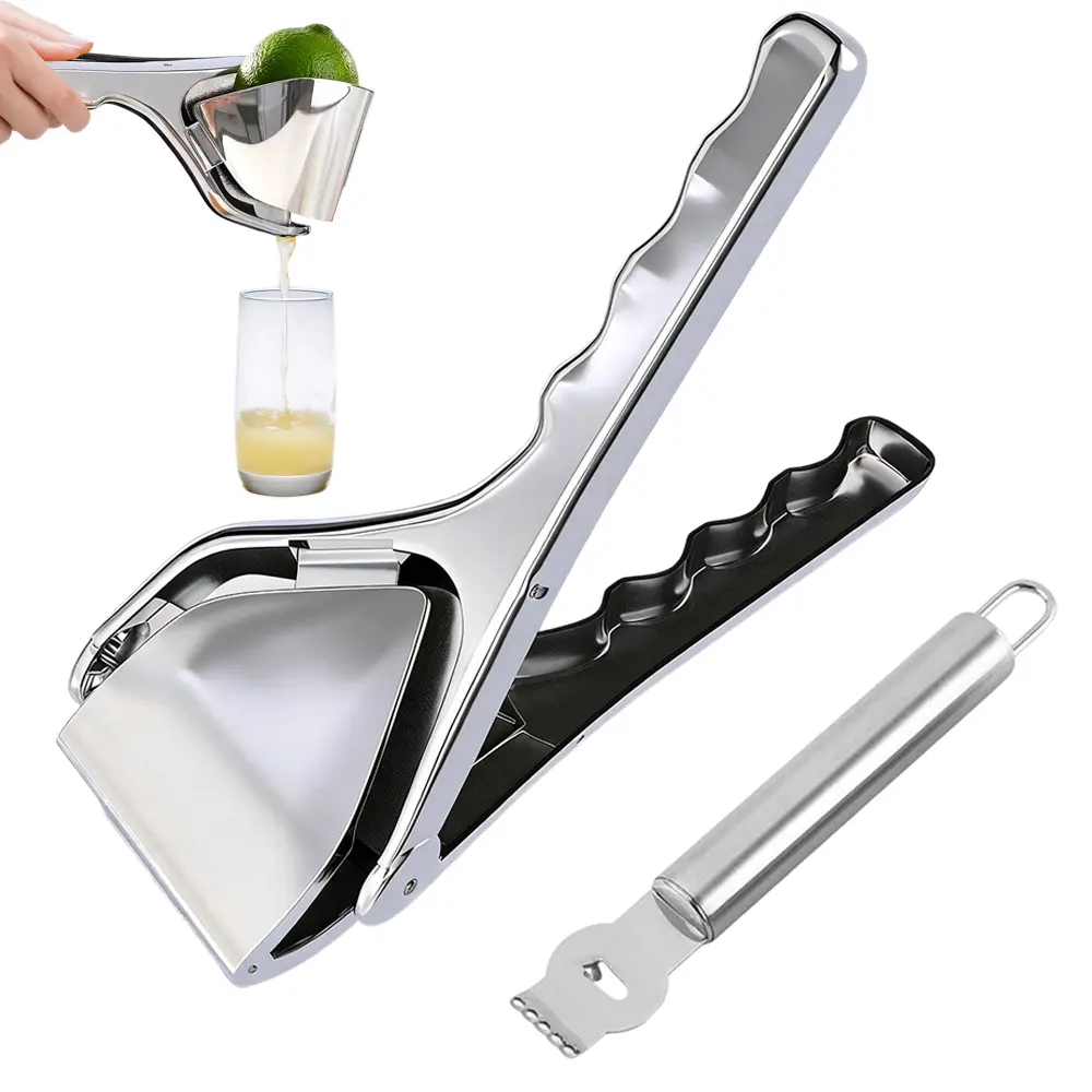 Stainless Steel Hand Flat Manual Juicer Squeeze Fold-Flat Lime Citrus Handheld Juice Extractor for Lemons, Citrus, Lime, Orange