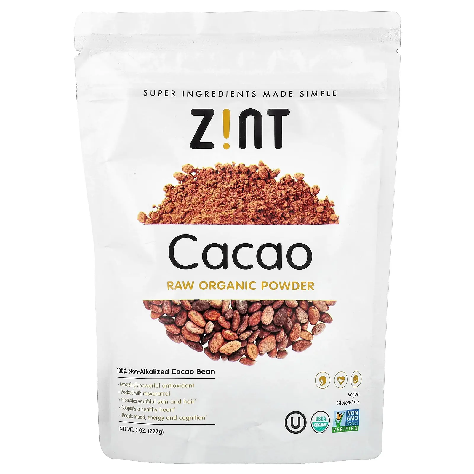 Zint Raw Organic Powder, Cacao, 8 oz (227 g)