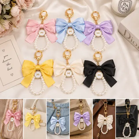 Luxury Pearl Bow Charm with Hook - Stylish Backpack Charm, Bag Pendant, Handbags Bag Accessory, Gifts for Women