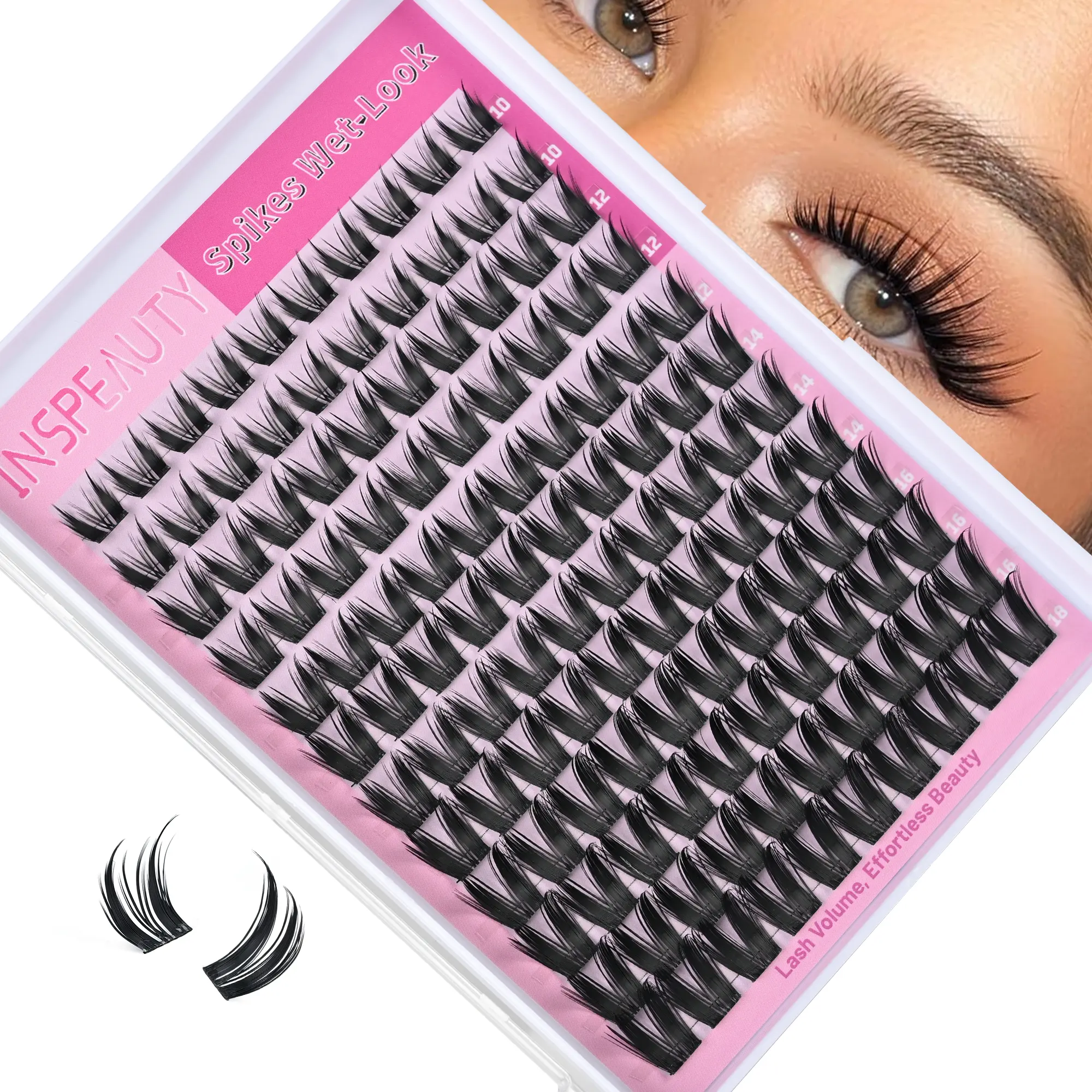 Bunny Lash Clusters Manga Eyelash Clusters Wispy Cluster Eyelash Extensions Anime Fairy Individual Lashes Cluster with Spikes Wet Look Lash Extensions 10-18mm by INSPEAUTY