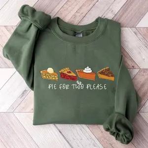 Pie for Two Please Thanksgiving Pregnancy Announcement Crewneck Sweatshirt - Fabric, Cotton