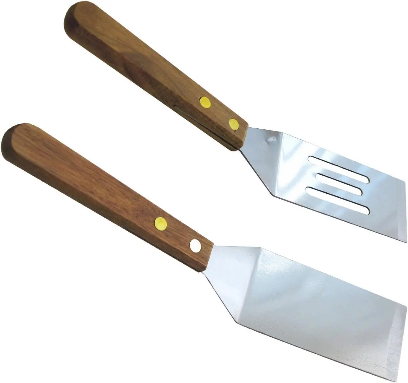 Stainless Steel spatula Mini Wood Handle |Slotted Solid Blade Cookie Spatula