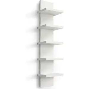 5 Tier Wall Shelf Unit,White Vertical Floating Shelf-Narrow Decorative Wall Mount Modern Wall Decor Shelves for Bedrooms, Living Rooms 5.5"
