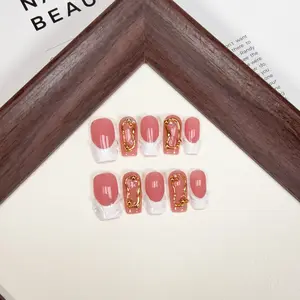 Perilla LG17-LG19 3D Flower Handmade Press On Nails Elegant Square Shaped Starfish Sea Shell French Tips