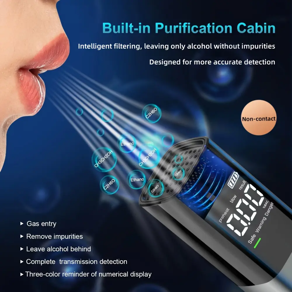 Portable Alcohol Breath Analyzer with High Sensitivity LED Display-Compact, Battery Powered, High Definition Measurement (% BAC), Ideal for Mobile Use