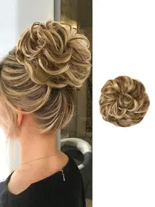 Women's Wavy Elastic Messy Bun Hairpiece, Synthetic Ponytail Piece for Thick High Bun Hairstyles, Soft Synthetic Hairpiece for Daily and Party Use, Adds Volume and Depth, Loose Deep Wave, Wavy Hairpieces
