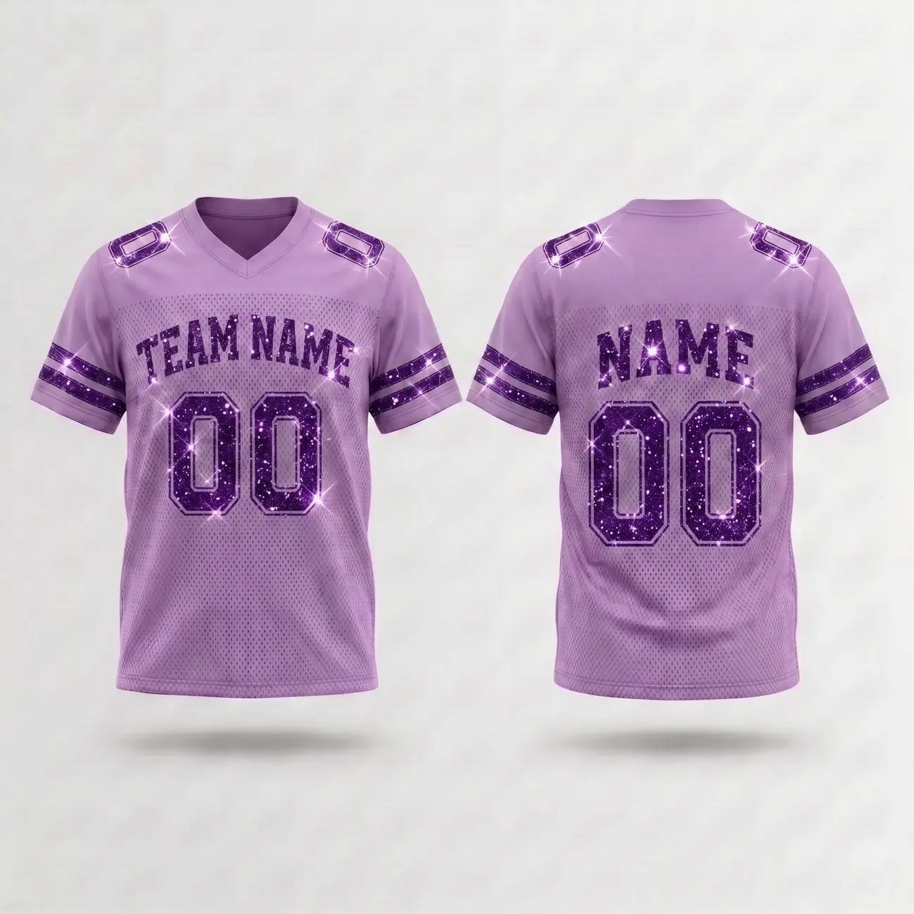 Personalized Team Name & Number Purple Blink Football Jersey Spandex mix Mesh (Real Photos Included)