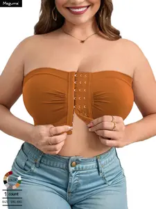 dailydrip Plus Size Solid Strapless Bra, Comfortable Breathable Wireless Bra for Daily Wear, Buckle, Women's Plus Size Lingerie for All Seasons comfyessentials underwearinspo everydaybra comfortablebra outfitinspo comfybra dailywear pushupbra