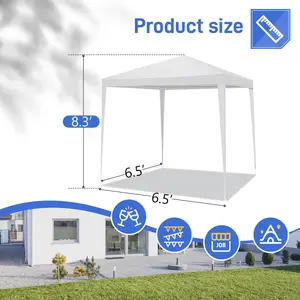 6.5'x6.5' White Enclosed Gazebo Canopy Tent, 4-Sided Design with 2 Zippered Doors & 2 Windows, Waterproof UV Resistant PE Fabric, Powder Coated Steel Spiral Tube Frame, Portable Outdoor Shelter with Carry Bag for Patio Backyard Garden, Gazebo Outdoor Pati