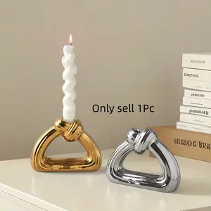1pc Four Hole Silver Color Candle Holder, Ideal for Dining Tables, Study Rooms, Living Rooms, Perfect Decoration for Various Occasions