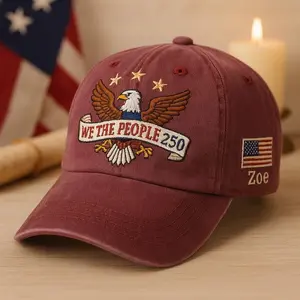 Personalized We The People 250 Hat, Embroidered American Eagle Cap, Custom Name USA Anniversary Gift, Patriotic Statement Dad Hat