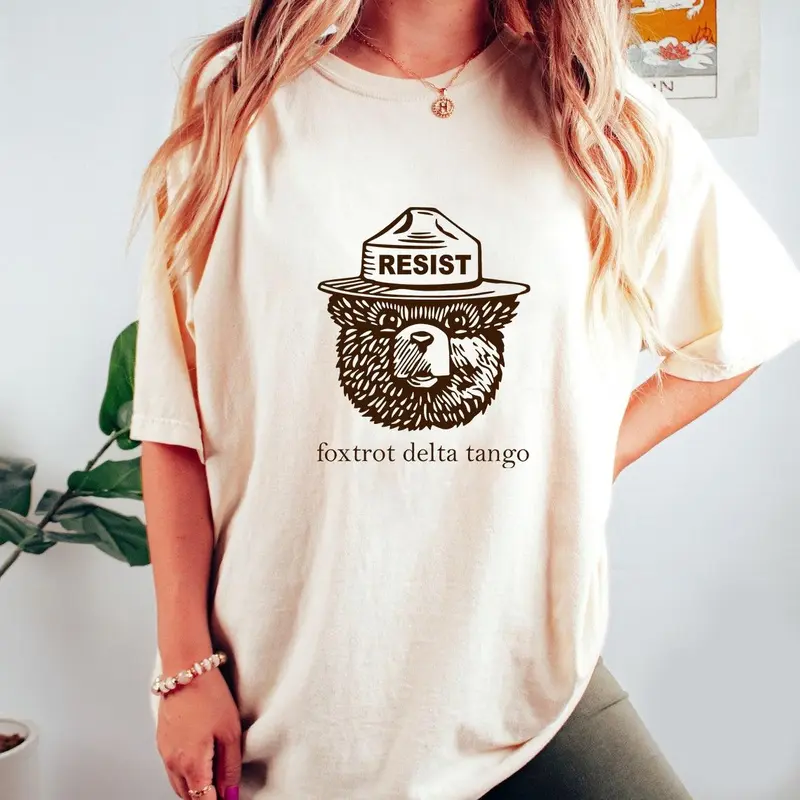 Smokey the Bear Resist Foxtrot Delta Tango Unisex Tee, FDT Resist Bear Shirt, National Parks Shirt, National Forest Service shirts, subtle F trump tee
