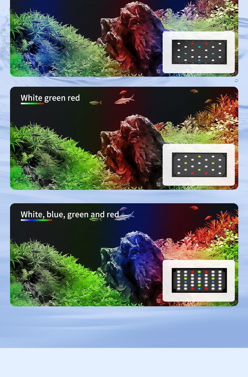 LED Aquarium Clip-On Light for Plants - Full Spectrum, Memory Function, DIY Mode, Adjustable Timer & Brightness, Timer Set & Forget, IP68 Waterproof, Low-Heat LEDs, Energy Saving Device for Freshwater & Saltwater Tanks