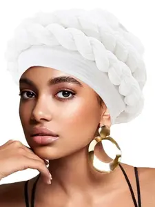 New Elegant Half Braided Headwrap Hat, Crushed Linen Fabric, Multiple Colors, Unique Design, Perfect for Parties, Dance Events, Birthday Celebrations, Summer Hat