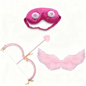 Cupid Cosplay Set, Angel Wings + Heart Bow Arrow + Eye Mask, Valentine's Day Party Photo Prop, Cupid Costume, Festival Atmosphere