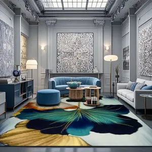 Leaf Pattern Floor Mat, Non-slip Floor Carpet, Decorative Area Rug, Universal Home Decor for Living Room Bedroom Hotel Coffee Shop