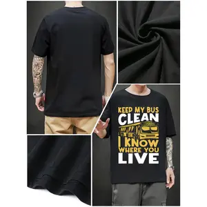 A high-quality pure cotton T-shirt.Black Short Sleeve T - shirt with Bus Graphic and Letter Print Menswear Tops graphic t-shirts graphic tee t shirts hell star shirts men christian clothing demon slayer merch funny tshirt