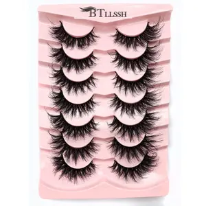 Fluffy False Eyelashes, Volume Cluster Lashes, Wispy 19mm Faux Cluster Lashes, Natural Curling Eye Makeup Strip Lashes for Women & Girls Eye Makeup Enhancement