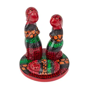 Global Crafted Soapstone Painted Creche Kenya Nativity Set