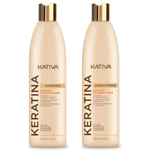 Kativa Keratin Shampoo and Conditioner Kit, 12 oz, Smooth & Strengthening Formula