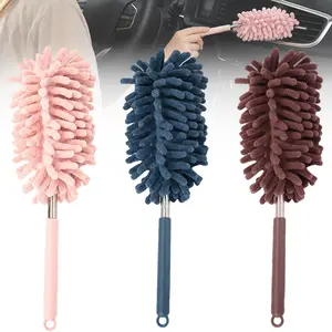 3 Pack Microfiber Car Interior Duster Kit, Extendable Bendable Scratch-Free Dust Brush, Washable Reusable Duster Refills for Auto Detailing, RV Boat Home Office Window Furniture Dust Removal Accessories