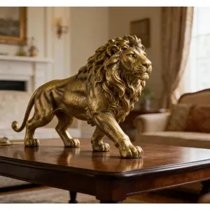 New 1pc, Majestic Lion Sculpture Statue, Modern Resin Collectible Gift For Lion Enthusiasts, Office Home Décor Desktop Accessory, Garden Statue Outdoor Ornamen Decor Ornaments