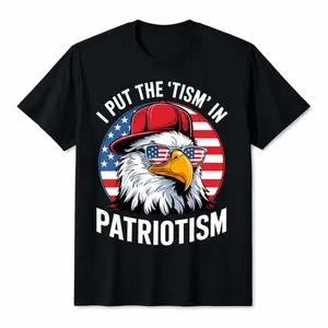 Premium Soft Cotton Unisex Patriotic Eagle Meme Crew Neck Graphic Print T-Shirt summerwins 4thOfJuly Sports & Outdoors