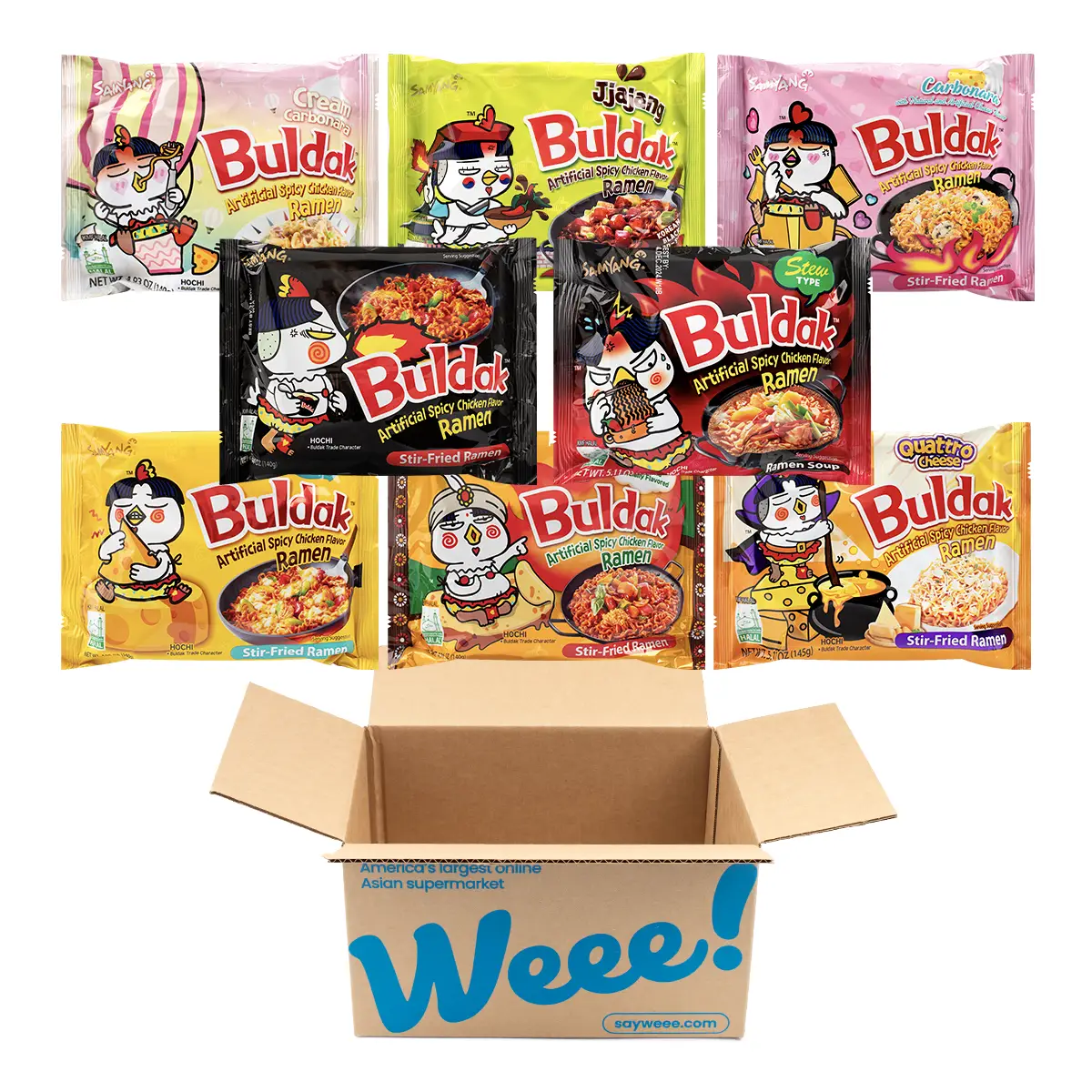 Buldak 10 Packs - 8 Popular & Rare Flavors Variety Box - Samyang