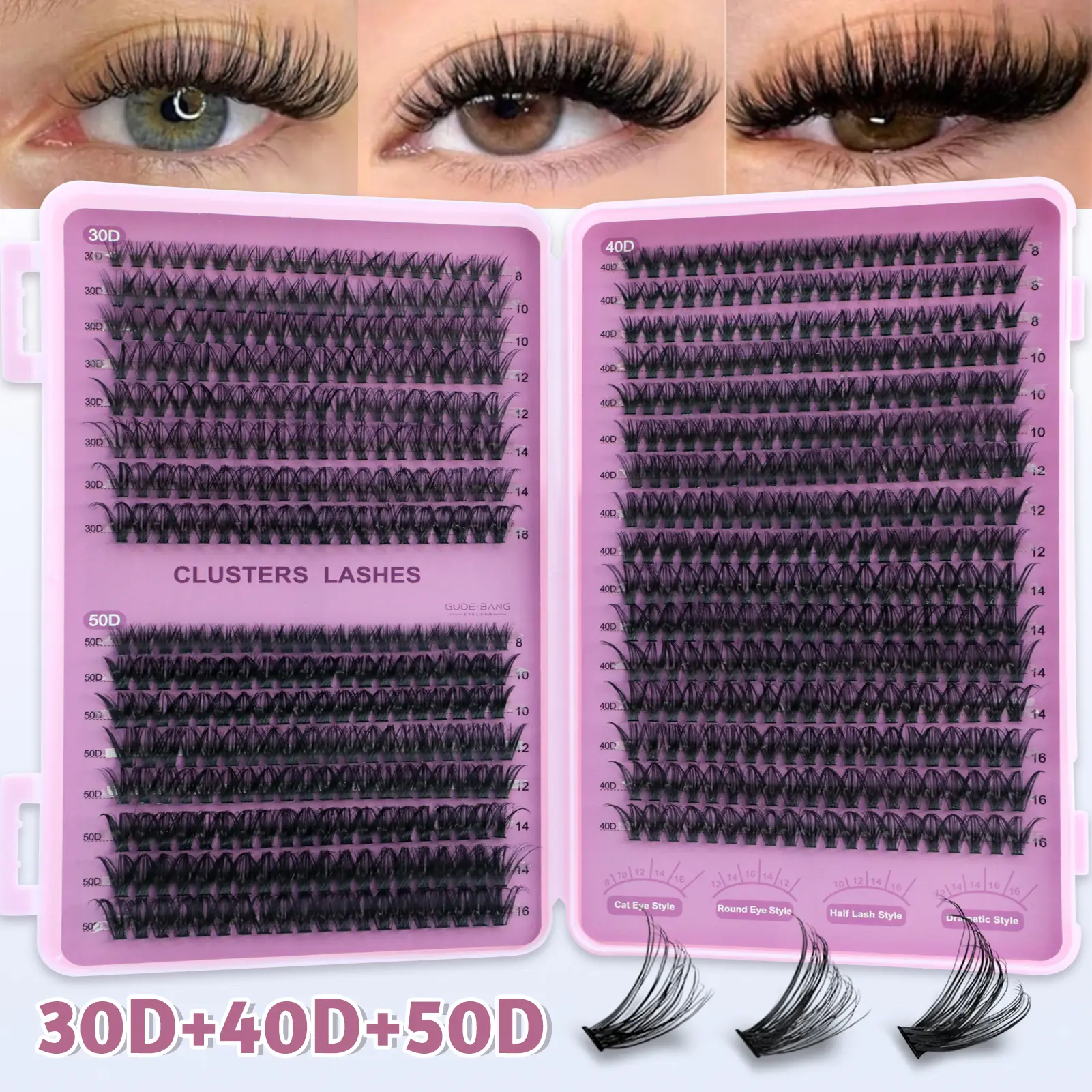 Natural Look False Eyelashes for Home Lash Extensions, DIY Lash Clusters, Individual Lashes Cluster, Thickening and Lengthening, D Curl, Non-Toxic, Mixed Length, 0.07mm Thickness