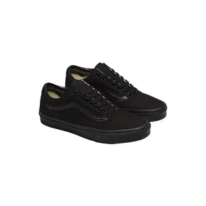 Vans Old Skool Black/Black Classic Skate Shoes with Iconic Sidestripe Low Top Lace-Up Sturdy Canvas & Leather Uppers