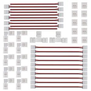 2Pin 8mm LED Strip Connector Kit Include2 Pin Right Angle Corner, T Shape and Gapless Connector, Strip Jumper Wires for Flexible SMD2835 (not COB) Tape Lights - Home Improvement.