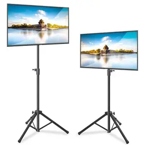 Universal TV Stand Pack of 2 |  Foldable Tripod Stand with Adjustable Height - Portable Display Stand for All Monitors & TV