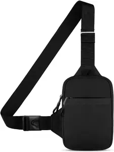 Mini Crossbody Sling Bag Chest Bag Dual Pocket Water Resistant Fanny Pack for Men Women Running Travelling