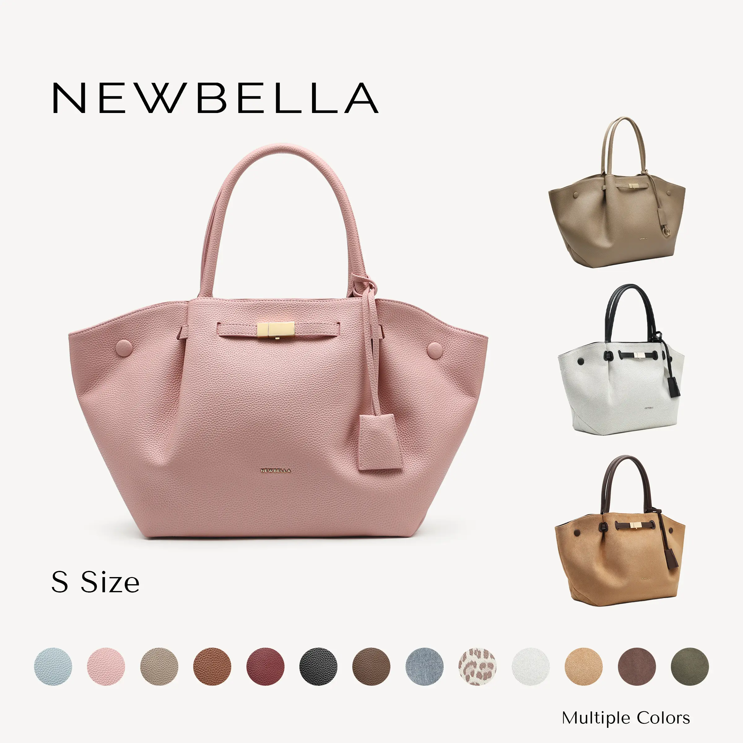 NEWBELLA Marella S Top Handle PU Leather Tote for Women - Collapsible Work & Everyday Bag with Magnetic Lock, Fits 11" Tablet