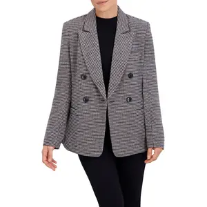 Double Breasted Plaid Unlined Blazer