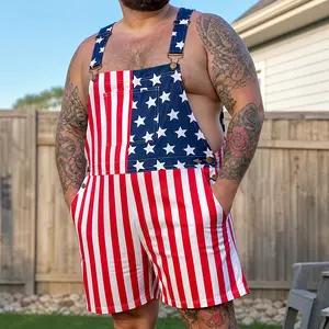 American Flag Bib Overalls for Plus Size Men & Women | Unisex Patriotic Pants with Soft Stretch, Breathable Casual Wear for 4th of July, Parades & Parties – Extended Sizes Available