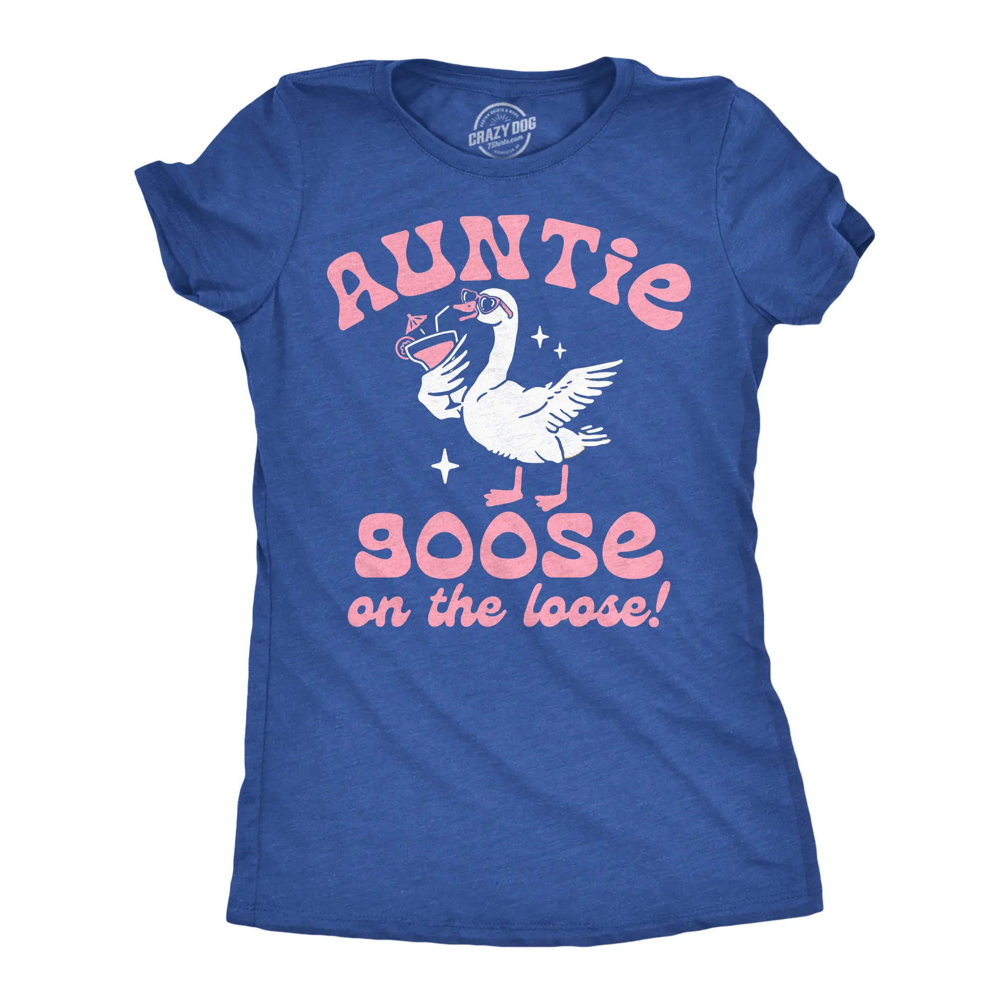 Womens Funny T Shirts Auntie Goose On The Loose Sarcastic Drinking Graphic Novelty Tee for Ladies Funny Womens T Shirts Cute Vintage Fashion Casual Ladies T-Shirt Gift Drinking Tops for Women Funny Aunt Top Royal -