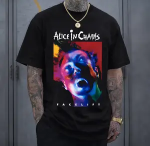 Alice In Chains Facelift Album Cover Graphic T-Shirt Vintage Grunge Rock Band Tee, Iconic 1990 Facelift Artwork Alternative Rock Shirt, Premium Cotton Unisex Streetwear Graphic Tee For 90s Rock Music Fans