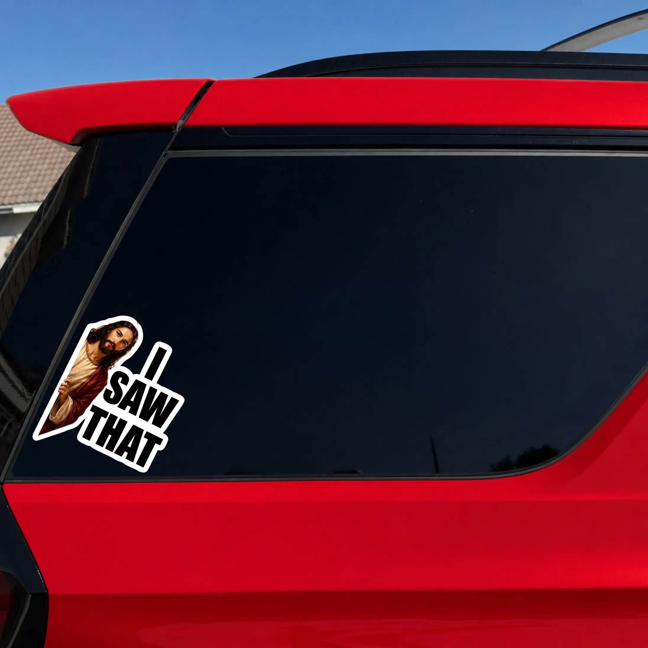 I Saw That Jesus Sticker – Funny Faith-Based Vinyl Decal – Bold Christian Car Decal – Christian Car Sticker for Cars, Trucks, SUVs & Windows – Faith-Based Vinyl Sticker
