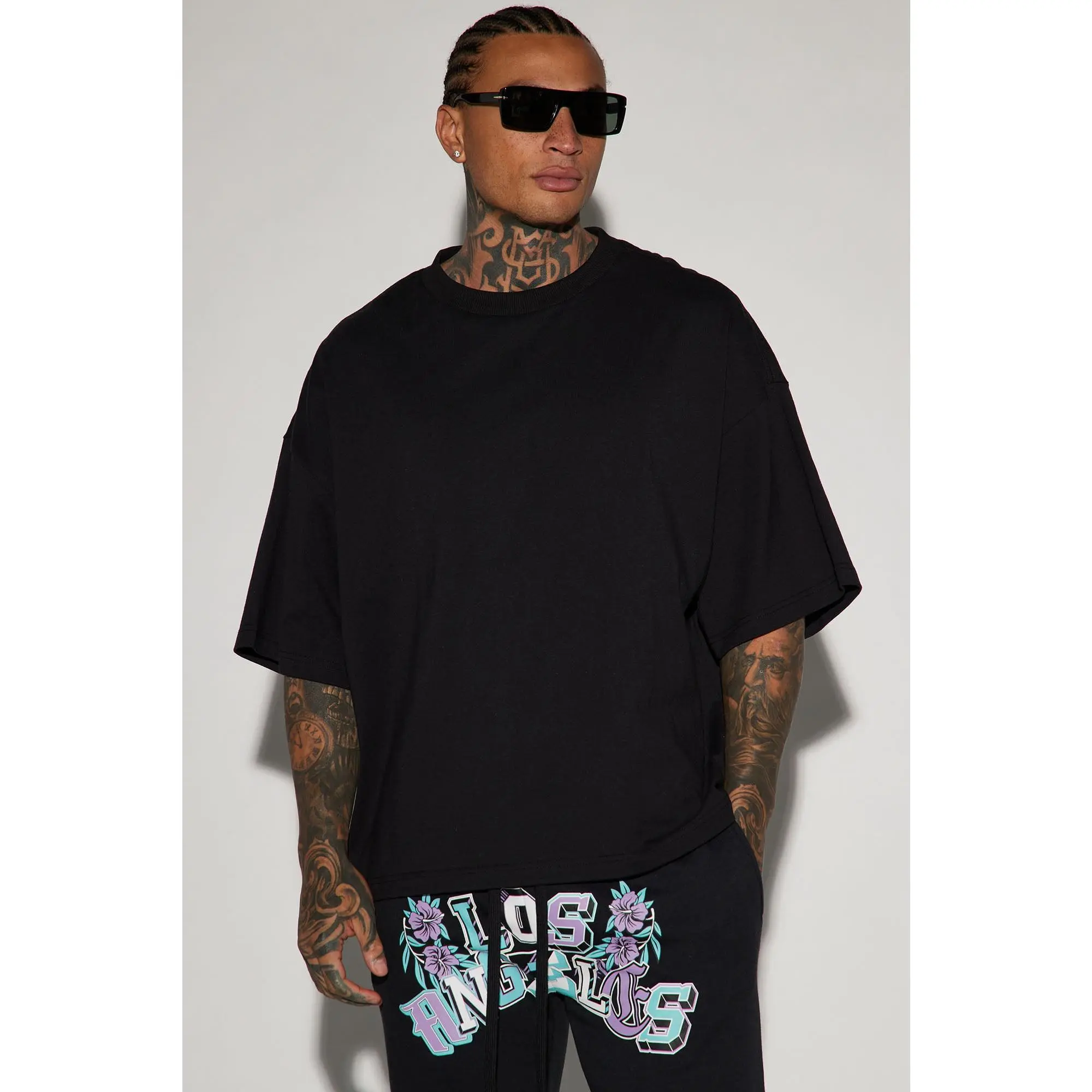 Boxy Cropped Heavyweight Short Sleeve Tee - Black