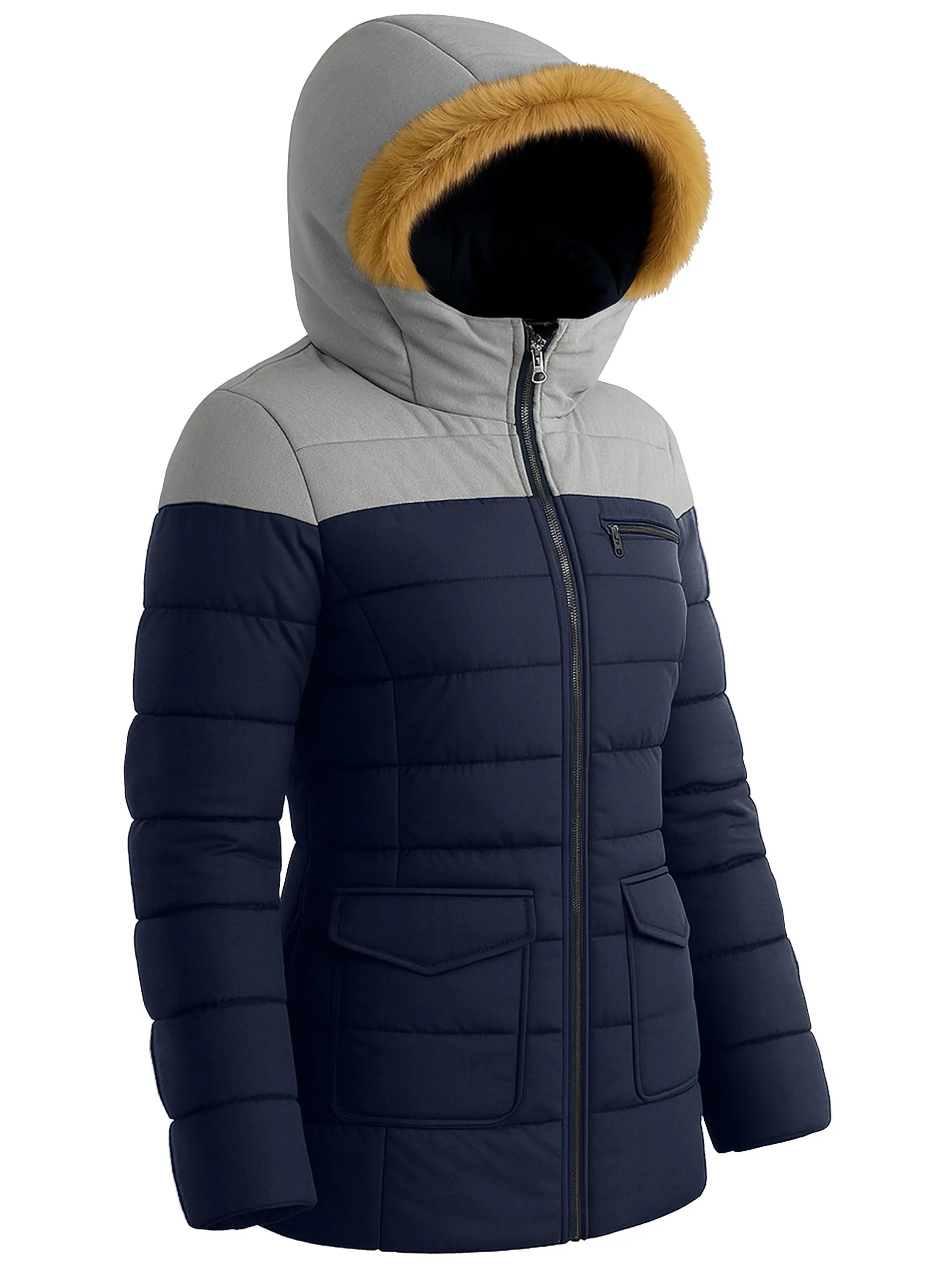URBAN BUCK Premium Midweight Puffer Jacket Womens - Water-Repellant Bubble Down Ultra Insulated Winter Alpine Dash Women Jackets