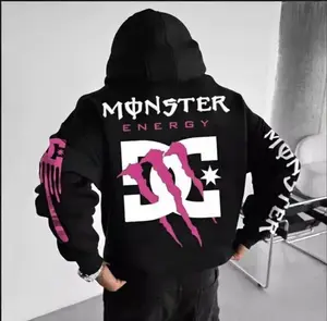 Black and Pink Pattern Monster Energy Claw Streetwear Hoodie, Pullover Unisex Graphic Racing Crossover, Racing-Inspired Sporty Hoodie, Gift for Car Lovers and Fashion Fans, Fullsize S-5XL 50/50 Cotton/Polyester Blend, Drift & Motorsport Lifestyle Apparel