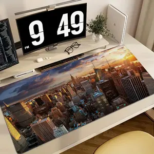 City Night View Desk Mat/Gaming Mat 900×400 XXL Mouse Pad for Laptops and Gamers, Ideal for Computer Workspaces, Desk Accessories, Modern Gamer Setup, Night Theme, High-Quality Fabric, Non-Slip Base